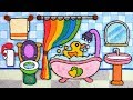 Coloring bathroom with Foam clay for Kids, Children | bathtub, toilet, washbasin, towel