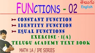 FUNCTIONS 02/ CONSTANT, IDENTITY, EQUAL FUNCTIONS/ CLASS 11/ MATHEMATICS