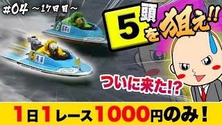 ボートレース・競艇：真剣に1日1000円で5頭のみ狙い続けると何日目で当たるのか検証 #04