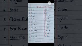 20 Water Animals Name I Water Animals Name in English I #shorts #ytshorts #viral