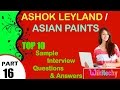 ashok leyland | asian paints top most interview questions and answers for freshers/experienced