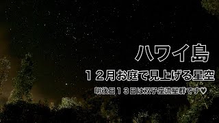 朝方早くに目が覚めた【ハワイ島の星空】ハワイ島の音　カエルの声　コキ　流れ星も見れた　鶏うるさいな　もうすぐ双子座流星群　2020年12月