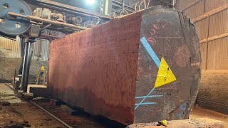 Extreme Wood Cutting Sawmill Machines Working || Sawn Huge Red Ironwood In The Factory