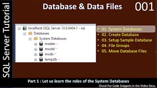 Create Database | Part 1 - System Databases | SQL SSMS TSQL Tutorial #001