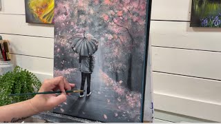 How to paint “Walking Through Cherry Blossoms” acrylic, painting tutorial 🌸