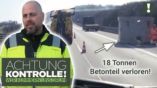 Gurte GERISSEN! 😳 18 Tonnen BETONTEIL auf Autobahn verloren!  | Achtung Kontrolle | Kabel Eins