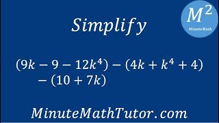 Simplify (9k-9-12k^4)-(4k+k^4+4)-(10+7k)