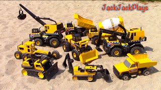 Playing with Diggers Outside! Toy Construction Trucks for Kids | JackJackPlays