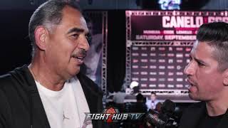 "GGG WAS JUST LAUGHING!"  ABEL SANCHEZ REACTS TO CANELO RUNNING UP ON GOLOVKIN DURING WEIGH IN!