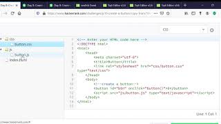Day 8 Create a Button HackerRank JavaScript