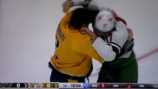 NHL hockey fight - Luke Schenn(Predators) vs. Marcus Foligno(Wild)