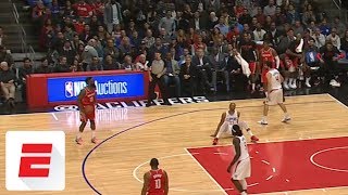 James Harden crosses Wesley Johnson to ground, waits for him to get up before hi