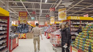 Walking in Swedish Supermarket Maxi ICA Stormarknad (4K, 60fps)