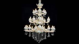 George Versailles Rococo Style Porcelain Chandelier 3-Tier 30 Light 55” W 72” H DL8018 (Made in USA)