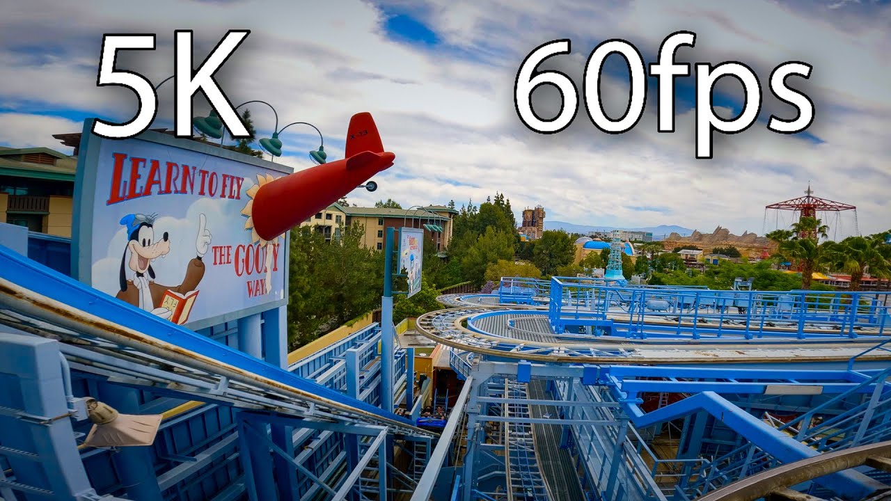 Goofy's Sky School Front Seat On-ride 5K POV @60fps Disney California ...