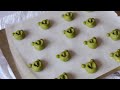 frog matcha thumbprint cookies strawberry ganache asmr