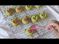 frog matcha thumbprint cookies strawberry ganache asmr