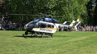 [Landung+Start] Polizeifliegerstaffel EC145 D-HHEC IBIS3 bei der Polizeischau in Main Kinzig Kreis