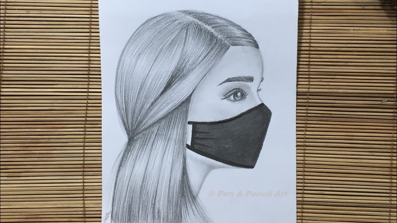 How To Draw A Girl Wearing A Mask // Beautiful Girl Drawing Pencil ...