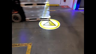 Caution Forklift Traffic Sign projected