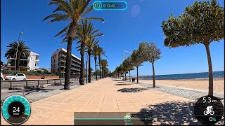 20 Minute Cambrils Sunshine Beach Virtual Cycling Training Spain Garmin 4K Video