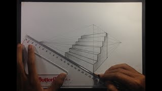 How To Draw Stairs In Two Point Perspective - Basic
