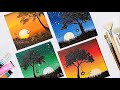 4 Easy Acrylic Painting for Beginners / Mini canvas ideas