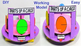 parts of circle working model - maths tlm -diy | craftpiller @howtofunda