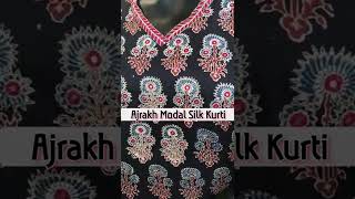 Modal Silk Ajrakh Kurti Online | Ajrakh Silk Kurti  | #EmbroideryArt | Ssethnics