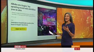 Alibaba Singles' Day record sales 268 bn Yuan (China) - BBC News - 12th November 2019