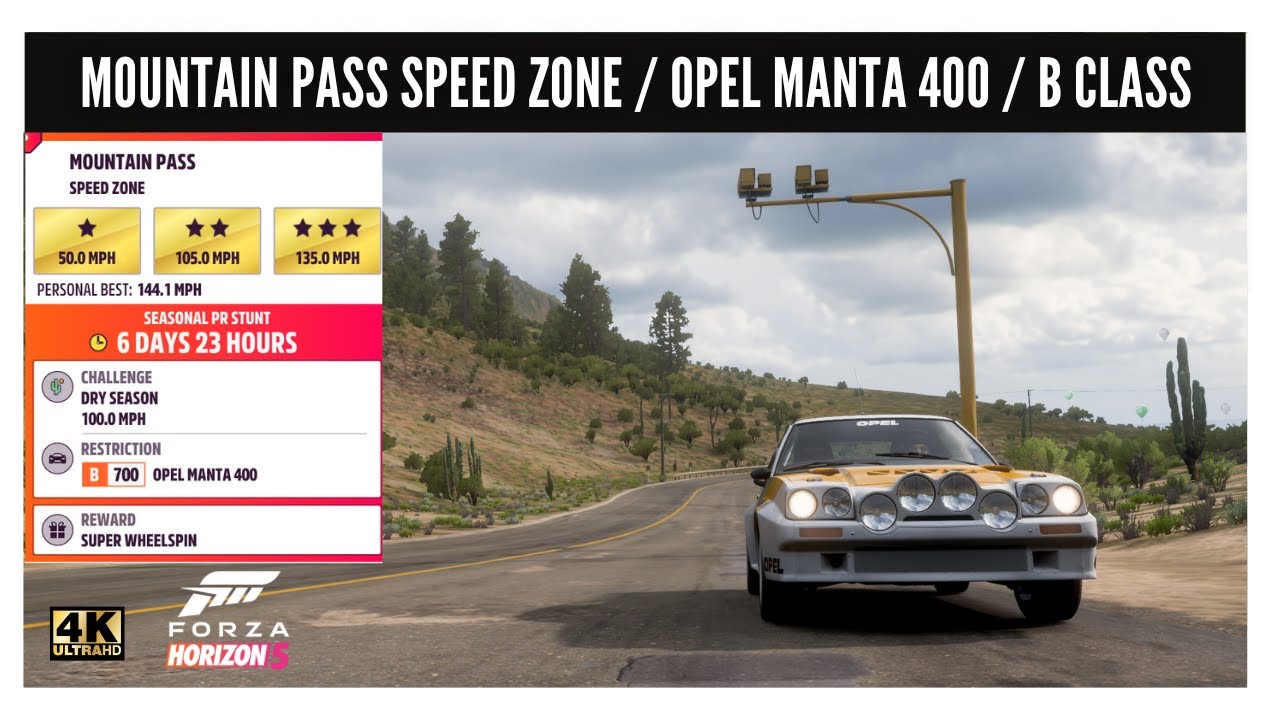 Forza Horizon 5 - Speed Zone: "Mountain Pass" - B Class- OPEL MANTA 400 ...