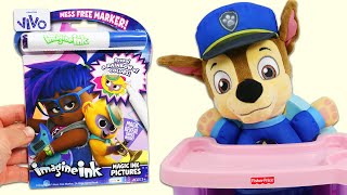 Feeding Paw Patrol Baby Chase Lunch Time & Learning with Vivo Imagine Ink Coloring Book!
