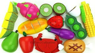 Fun Learning Names of Fruit and Vegetables with Wooden Toys velcro Cutting Fun f