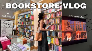 spend the day book shopping with me! *cozy* bookstore vlog + book haul 2024 🧸🤎📚