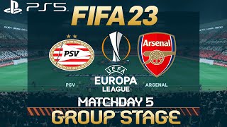 FIFA 23 PSV vs Arsenal | Europa League 2022/23 | PS5 Full Match
