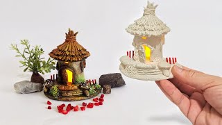 Mini Fairy Garden House No.8 with Toilet Paper Tube - Clay Craft DIY Idea