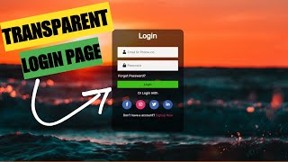 Amazing UI Design Of Transparent Login Form || html & css trick