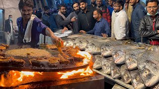 Fried Fish \u0026 Grilled Fish Karachi's Biggest Seafood Street. Street Food Spicy Lahori Masala Fish Fry