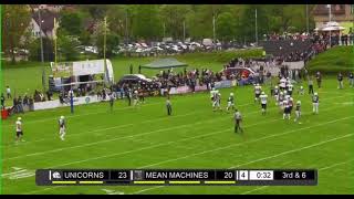 Mark Pappas throws a touchdown vs Schwäbisch Hall Unicorns - Stockholm Mean Machine