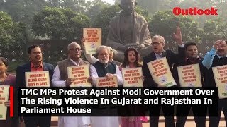 TMC MPs Protest Against Modi Government Over The Rising Violence In Gujarat and Rajasthan