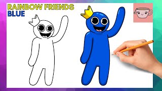 How To Draw Blue (Smiling) from Roblox Rainbow Friends | Cute Easy Step By Step Drawing Tutorial
