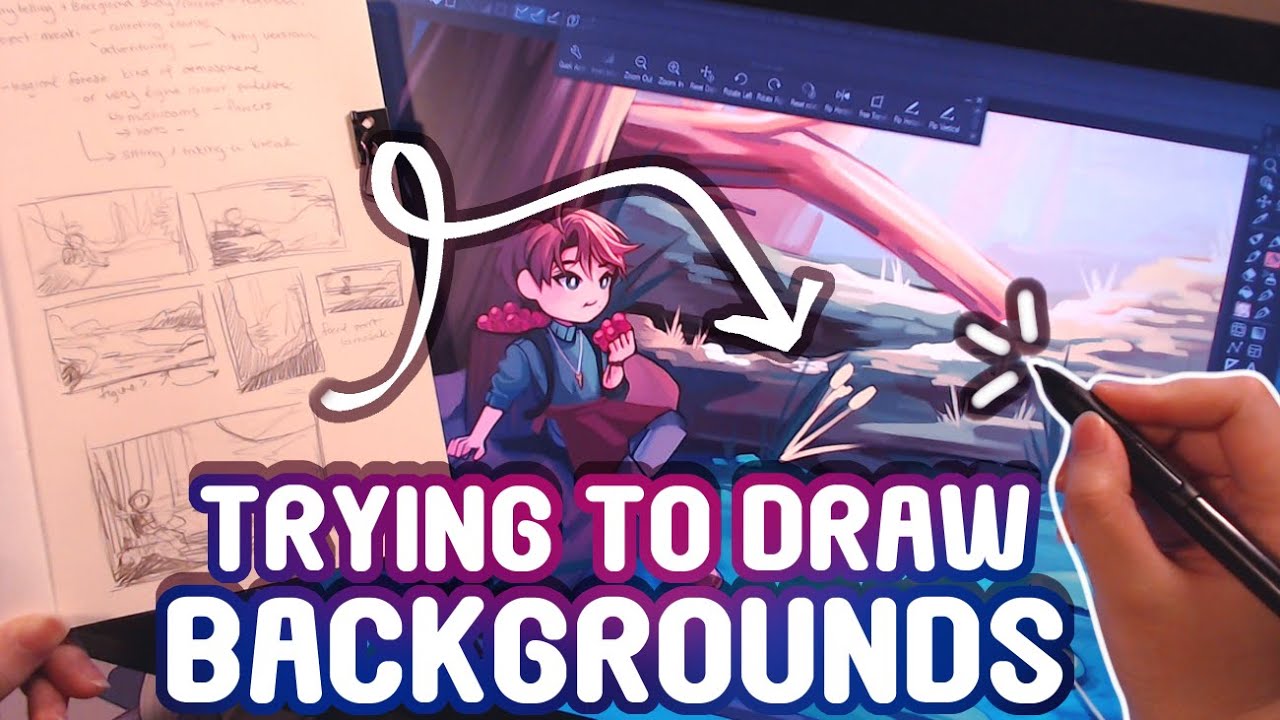 Trying To Learn To Draw Backgrounds Youtube