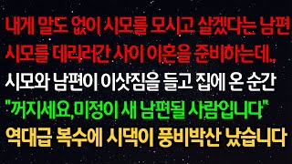 실화사연- 내게 말도 없이 시모를 모시고 살겠다는 남편 시모를 데리러간 사이 이혼을 준비하는데 시모와 남편이 이삿짐을 들고 집에 온 순간 \