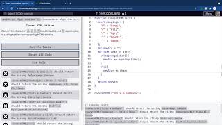 convert HTML entities FreeCodeCamp challenge