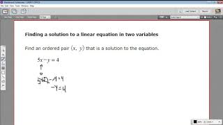 Finding a solution to a linear equation in two variables