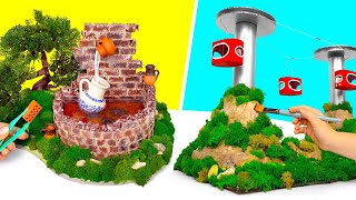 Manualidades bonitas y divertidas || Cómo hacer una cascada y un teleférico en miniatura