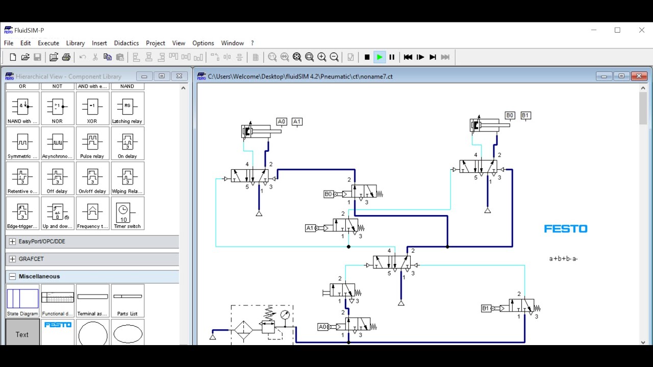 Festo Fluidsim Tutorial - (a+b+b-a-) Drilling Clamping Operation - YouTube