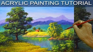 The Big oak Tree Beside The River in Step by Step Easy Acrylic Painting Tutorial by JM Lisondra