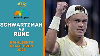Diego Schwartzman vs Holger Rune Highlights | Miami Open 2023 Round 3 Gameplay