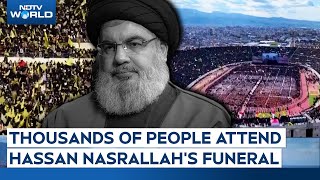 Israel Gaza War | No Empty Seat At Beirut Stadium For Hezbollah's Hassan Nasrallah's Funeral